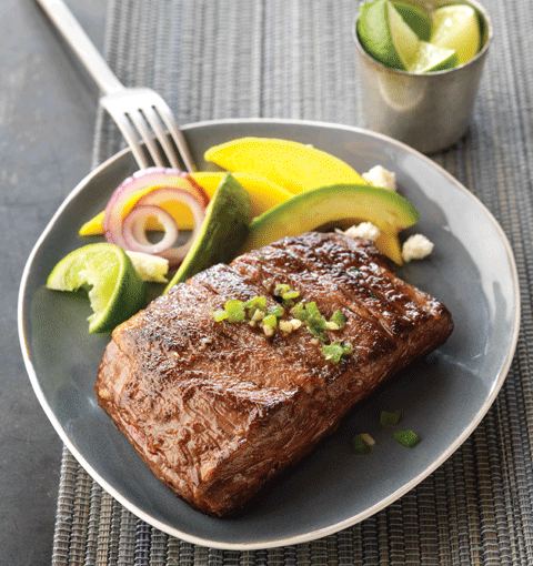 Spicy Grilled Ribeye Cap with Avocado-Mango Salad Recipe